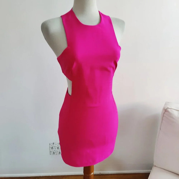 Tobi Cut Out Dress / Hot Pink Fuchsia / Body Fitting / Size Small Petite - Picture 1 of 4